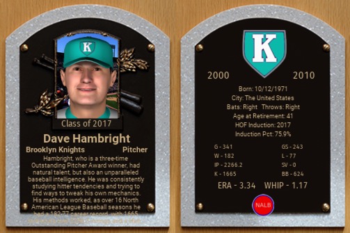 Dave Hambright HOF Plaque