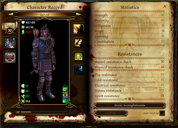 Dragon Age Awakening - Gerod Statistics